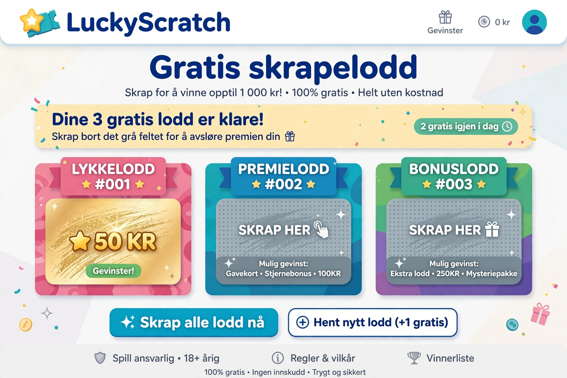 Gratis skrapelodd – komplett guide til gratis skrapelodd på nett og hvordan finne de beste tilbudene