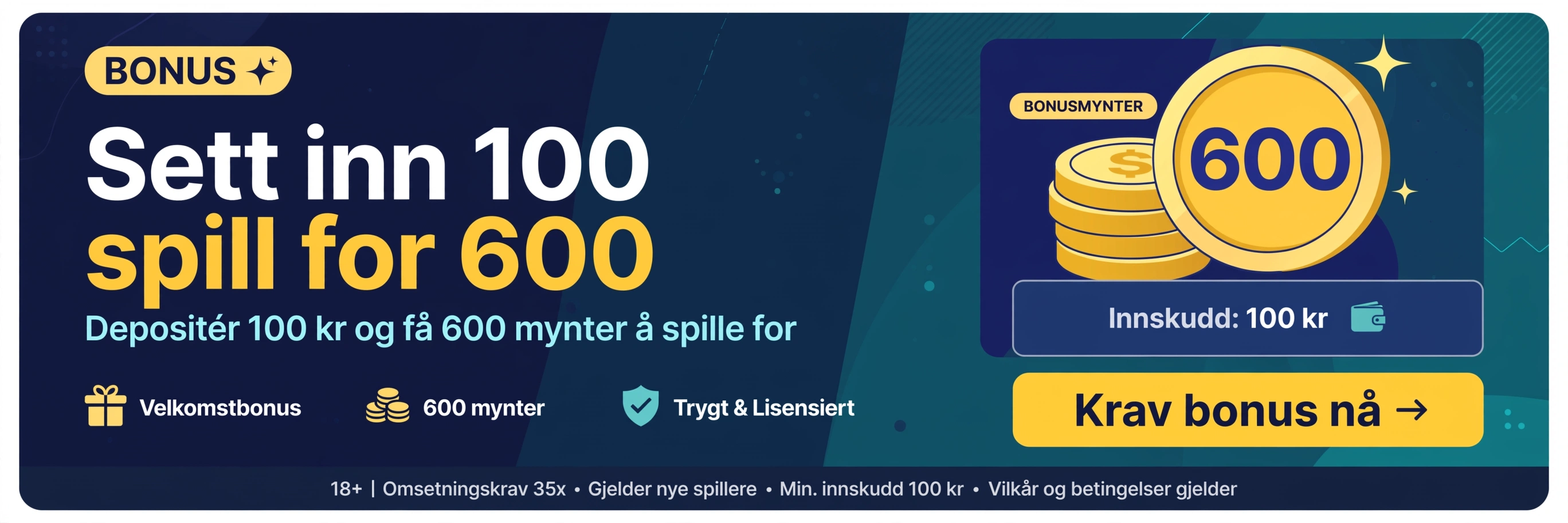 Sett inn 100 spill for 600 — komplett guide til bonuser og smart spill